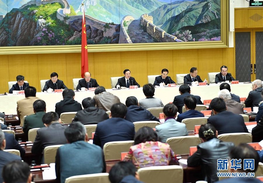 1月13日，中共中央政治局委員、中宣部部長、全國“掃黃打非”工作小組組長劉奇葆在北京出席第三十次全國“掃黃打非”工作電視電話會議。新華社記者 李濤 攝