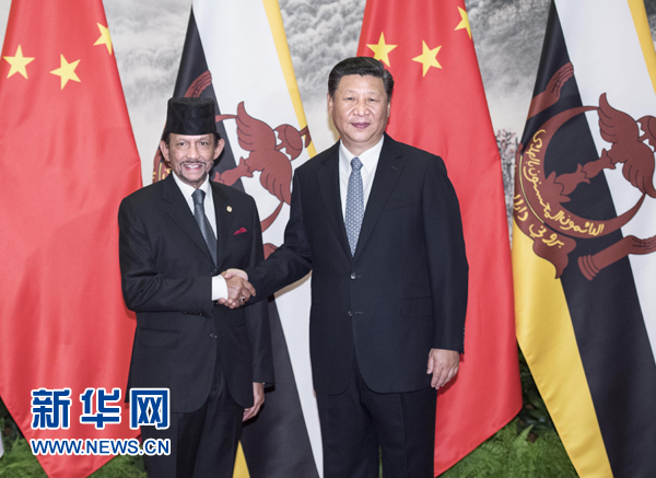 9月13日，國家主席習(xí)近平在北京人民大會堂同文萊蘇丹哈桑納爾舉行會談。 新華社記者 李濤 攝