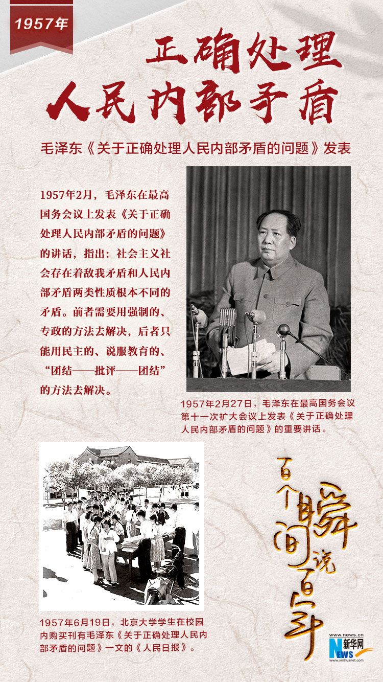 1957，正確處理人民內(nèi)部矛盾