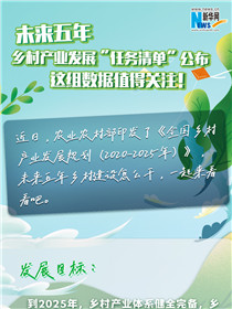 未來五年鄉(xiāng)村產(chǎn)業(yè)發(fā)展“任務(wù)清單”公布 這組數(shù)據(jù)值得關(guān)注！