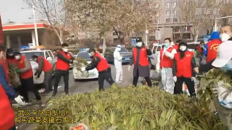 武漢車隊(duì)自發(fā)組織購(gòu)買的蔬菜，到石家莊了！