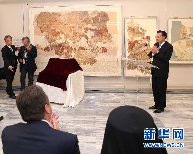 6月21日，國務(wù)院總理李克強(qiáng)與希臘總理薩馬拉斯共同出席希臘伊拉克利翁博物館新館開館儀式并發(fā)表講話。 新華社記者 龐興雷 攝 