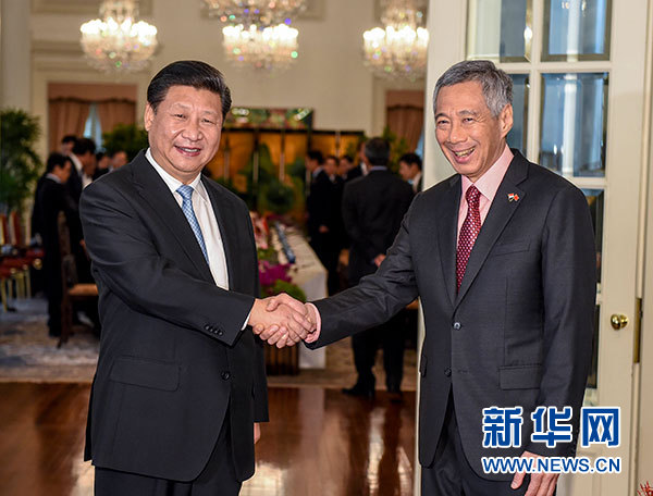 11月7日，國(guó)家主席習(xí)近平在新加坡同新加坡總理李顯龍舉行會(huì)談。 新華社記者 李學(xué)仁 攝