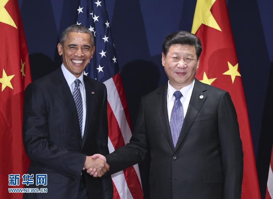 11月30日，中國國家主席習(xí)近平在巴黎會見美國總統(tǒng)奧巴馬。新華社記者蘭紅光攝