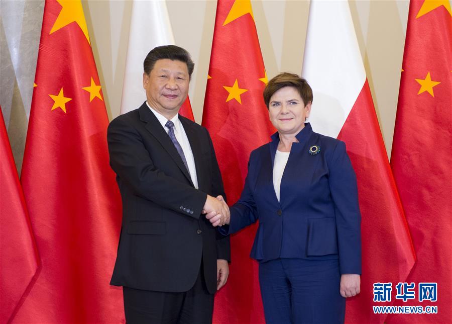 6月20日，國家主席習(xí)近平在華沙會(huì)見波蘭總理希德沃。新華社記者 謝環(huán)馳 攝  