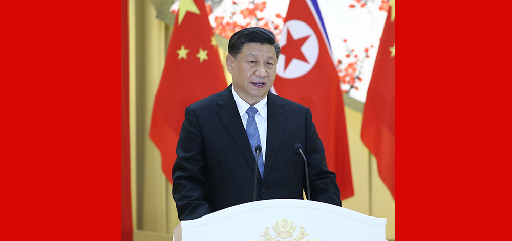 習(xí)近平出席朝鮮勞動(dòng)黨委員長、國務(wù)委員會(huì)委員長金正恩舉行的歡迎宴會(huì)